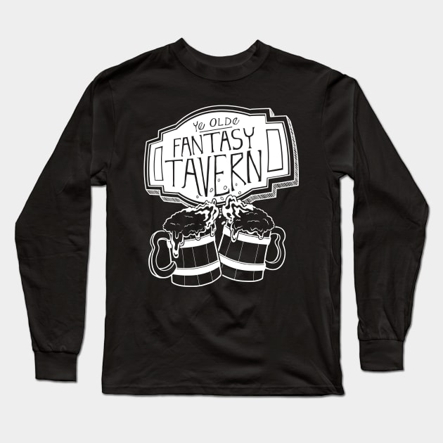 Fantasy Tavern - White Design Long Sleeve T-Shirt by CliffeArts